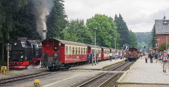 Harz<br>Drie Annen Hohne station, beginpunt van de Brockenbahn
