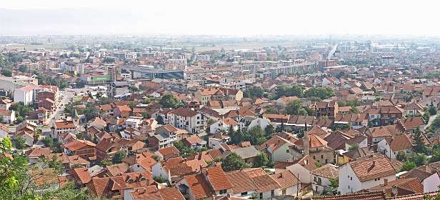 Strumica vanaf het restaurant op de heuvel