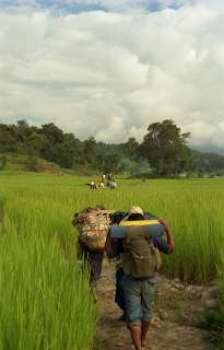 Opweg naar de lunch in Purkot