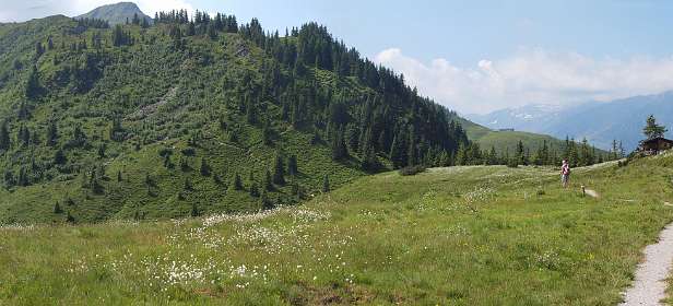 Het begin van de beklimming na het Brechhornhaus