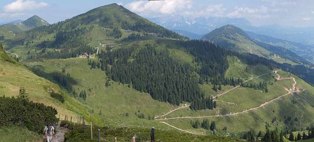 Van links naar recht: de Fleiding, dde Guggenkögele,  de Gampenkogel en  de Gaisberg