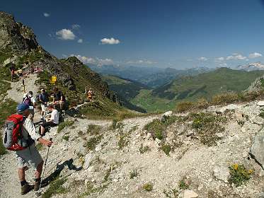 Op het St Antonier Joch, grens met Zwitserland