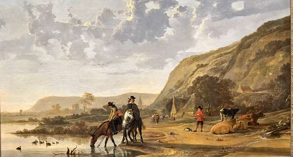 Rivierlandschap met ruiters van Aelbert Cuyp uit circa 1655