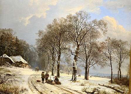 "Winterlandschap" van de Nederlandse kunstenaar Barend Cornelis Koekkoek, geschilderd tussen 1835 en 1838