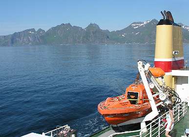 De veerboot van Moskenes naar Bodo