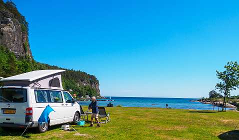Onze standplaats op de Rognstranda camping