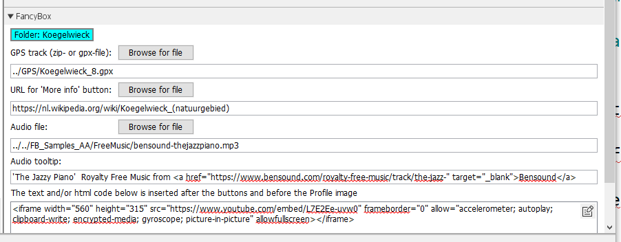 Audio folder panel example