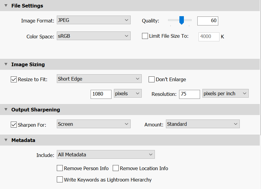 Lightroom panorama export settings