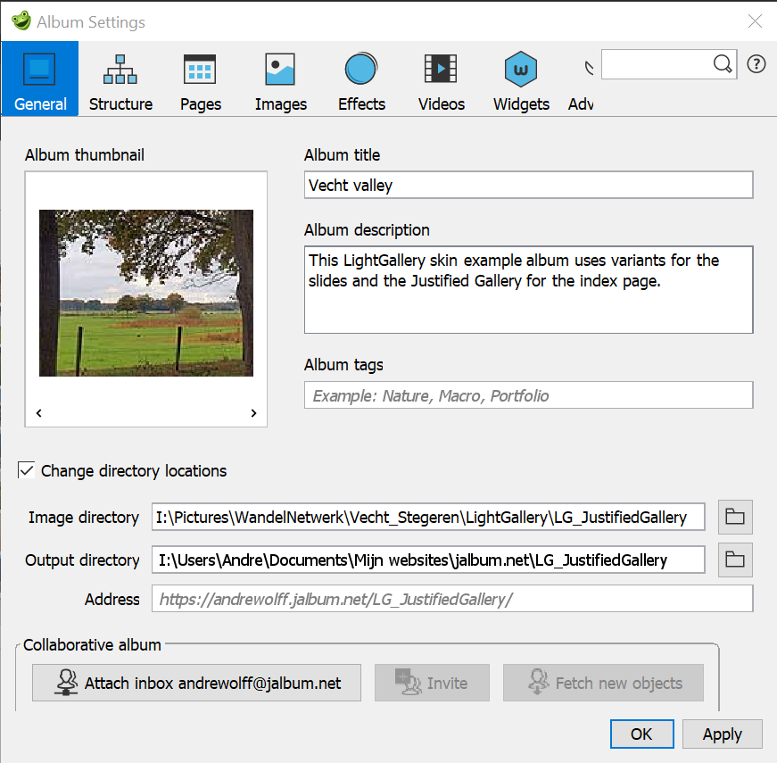 Album Settings - General