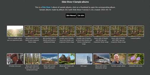 This is a  Slide Show 4  album  of sample albums, click on a thumbnail to open the corresponding album.