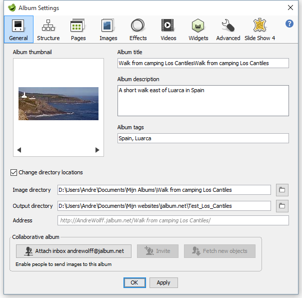 Album Settings - General